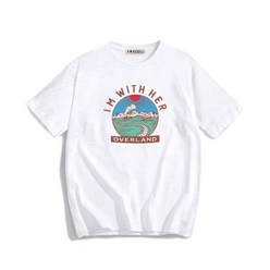 블루테 랜드 박스 오버핏 프린팅 슬라브 반팔 티셔츠