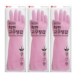 롯데이라이프 착한 고무장갑 소, 핑크, 소(S), 3개