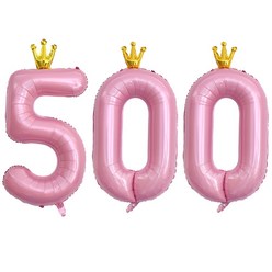 JOYPARTY 숫자 500 왕관 은박풍선 90cm 세트, 핑크, 1세트