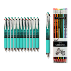 동아 크로닉스3 펜 0.5mm 12p + 투코비 코마 삼각 지우개 연필 SG-208 12p 세트, 민트, 1세트