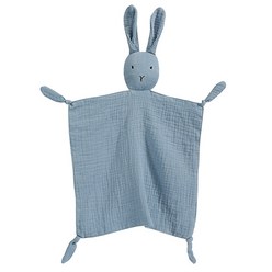 엠케이 유아용 쫑긋 토끼 손수건 애착인형, 블루