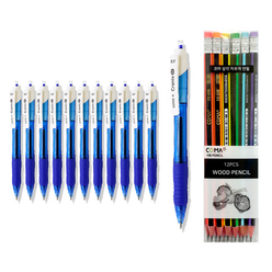 동아 크로닉스DX 하이브리드펜 0.7mm 12p + 투코비 코마 삼각 지우개 연필 SG-208 12p 세트, 블루, 1세트