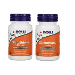 NOW Foods 나우푸드 환원형 글루타치온 250mg 60캡슐, 60정, 2개