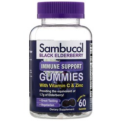 Sambucol 블랙 엘더베리 비타민 C 및 아연 함유 면역 강화 구미젤리 내추럴 베리 구미젤리 60개