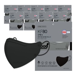 [굿매너] KF80 새부리형 컬러 마스크 중형 50매 여름용, 5매입, 10개, BLACK