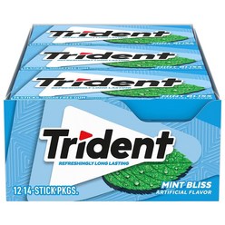 무설탕껌 Trident 트라이던트 민트 블리스 슈가 프리 껌 - 자일리톨 포함 12팩 (총 168개), 상품선택