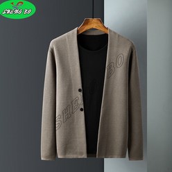 SHENGBO봄 가을 남성 카디건 니트 스웨터 자켓 코트 남성 싱글 브레스트 긴 소매 v 넥 캐주얼 슬림 스웨터 카디건+NO.004LH908