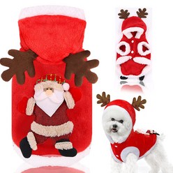 반려동물 크리스마스 강아지 옷 고양이옷 망토 케이프 목도리 플란넬 파티 코스튬, 레드(산타)