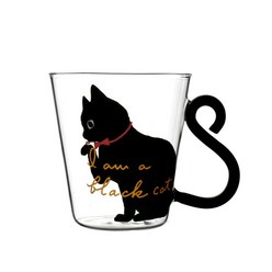 고양이 유리컵 물컵 커피 우유컵 아침 고양이 발톱컵, 옵션2, 1개