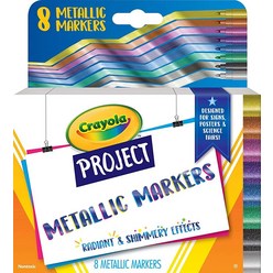 Crayola 메탈릭 포스터 마커 다양한 색상 미술 용품 8개입 383767, Metallic Markers