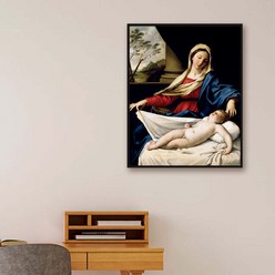 [더벨라] 사소페라토 - 잠자는 아기 예수를 경배하는 성모 마리아 Madonna Worshiping the Sleeping Child 모던프레임 캔버스액자