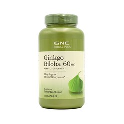 GNC 징코 빌로바 60mg 300정 (캡슐) Herbal Plus Standardized Ginkgo Biloba 300Vcaps, 1개