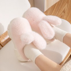 곰돌이샵 7cm 키높이 토끼 EVA 방한 슬리퍼 발편한 쿠션 털 실내화 따뜻한 겨울 슬리퍼