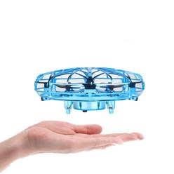 UFO 센서감지 손으로 날리는 미니 실내용 드론 어린이드론 헬기, 블루