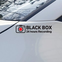 블랙박스 촬영중 차량용 스티커 2종 black box recording 24시간 녹화중, 2개, 블랙영문