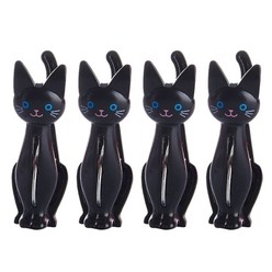 4 개의 의류 페그 세트 다기능 비치 타월 클립 침대 시트 클램프 플라스틱 바람방방 포진 만화 고양이 양말, 검은색, 1개