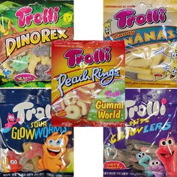 TROLLI 트롤리 젤리 100g 5종택1 다이노렉스 캔디바나나 피치향링스 사우어글로우웜즈 베리향, 1개