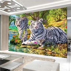 대형 백호 호랑이 그림 보석십자수 집에서할수있는취미 특 대형, 단일사이즈, 120x80cm