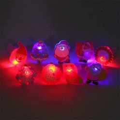 성탄절 LED 젤리반지 산타 눈꽃 트리 랜덤 10개 선물 파티 기념 소품