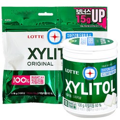 롯데 자일리톨 껌 오리지날 용기100g+리필115g 상쾌 시원 입가심