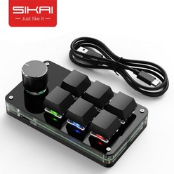 SIKAI 기계식 한손 편집 프로그래밍 메크로 키보드, 6키+1노브(유선+RGB), 블랙, 블랙, 6키+1노브(유선+RGB)