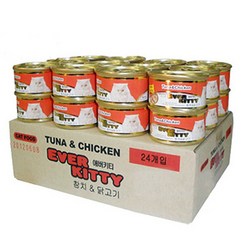 에버키티 캔 - 참치+닭 80g 1박스 (24개) 통조림캔, 참치+닭 24캔 1박스