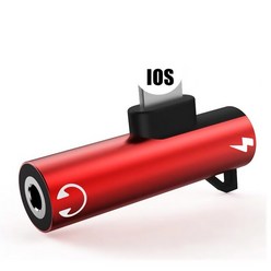 2 IN 1 오디오 헤드폰 충전 iPhone XR XS X 용 듀얼 어댑터 분배기 7 8 11 11Pro 3.5mm 잭-이어폰 AUX 케이블, 빨간색, 한개옵션1