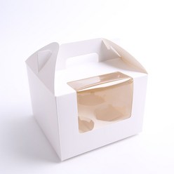 머핀상자 포장 컵케이크 쿠키 투명창 상자 (10장), 4구-화이트(10장), 10개