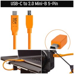 테더툴스 TetherPro USB-C to 2.0 Mini-B 5-Pin 케이블 (4.6m) + TetherGuard Tethering Support Kit