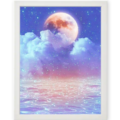 액자 세트 DIY 보석 큐빅 비즈 십자수 30x40 cm, 31.달빛바다(화이트), 1개