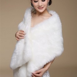 여성 털목도리 가을겨울 웨딩드레스 숄 부드럽고 예쁜 목도리 180cm*33cm 화이트