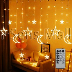 아이굿즈 LED 크리스마스 장식 작은별 전구 6p + 큰별 전구 3p + 큰달 전구 3p + 줄조명 + 리모컨 세트, 노랑색(전구), 랜덤발송(리모컨)