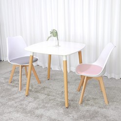 화이트 원형 사각 라운드 2인용 식탁 테이블 세트 (의자포함), E. 스텔라 800 (WH 사각 화이트), 07. 도도 (블랙1개+그레이1개)