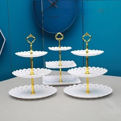 애프터눈티 디저트 테이블 스탠드 유럽식 케이크 플레이트 과일 다층, 1.사각 스낵 랙(3단), 1개