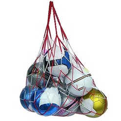 배구 축구 농구 그물 메쉬 가방에 대 한 휴대용 대형 볼 포켓 대담한 솔리드 빨간색과 흰색 바느질 나일론 가방, 보여진 바와 같이, 1개