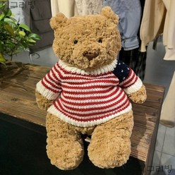 범블리베어 큰곰인형 곰돌이 대형 애착 선물 베어 초대형 인형 큰 곰 동물, 곰 빨간색 줄무늬 어깨, 47cm