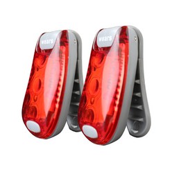 [웨어스] LED 야간안전등 (2개입) 자전거후미등 경광등 강아지led 다용도led라이트 클립형 벨크로밴드 포함, 빨강-빨강, 2개