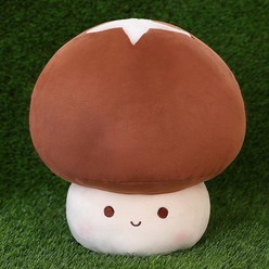 귀여운 표고버섯 인형 베개 쿠션 인테리어소품+UPPERCUT 양말, 브라운