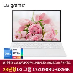 2023 LG전자 그램 대학생 사무용 노트북 17ZD90RU-GX56K, Free DOS, 16GB, 256GB, 코어i5, 스노우화이트