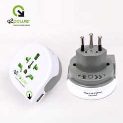 [천삼백케이] [큐투파워] [Q2 Power] World to Swiss with USB 250V 10A, 단품