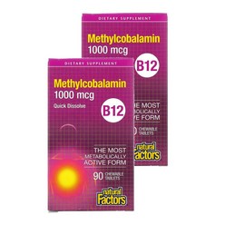네츄럴 펙터스 비타민 B12 메틸코발라민 1000mcg 90캡슐 2팩 Natural Factors B12 Methylcobalamin