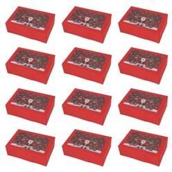 12pcs 크리스마스 쿠키 선물 상자 윈도우 홀리데이 베이킹 페이스트리 상자 페이스트리용 식품 용기 컵케이크 캔디, D, 12개