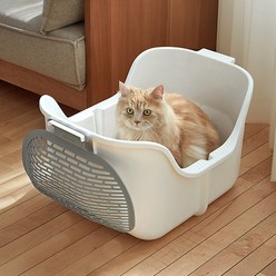모노모그 스윙캣 반자동 오픈 대형 고양이 화장실, 스윙캣1세트-화이트