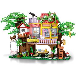 WISEPLAY 프렌즈 트리하우스 빌딩 세트 와 블록 키트 동물과 함께하는 우정의 숲 하우스 장난감 조립키트 레고