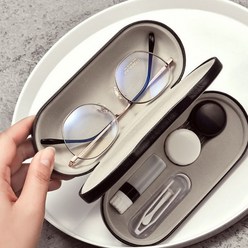 안경 렌즈 이중 수납 케이스 통 집 휴대용 보관 정리 수납 함 컨텍트, 안경렌즈듀얼케이스, 1개