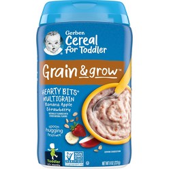 Gerber Hearty Bits Multigrain Cereal 거버 4단계 하티 비트 멀티그레인 시리얼 227g 6팩, 바나나+애플+딸기 혼합맛