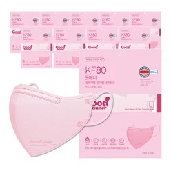굿매너 KF80 새부리형 컬러 마스크 대형 성인용, 5매입, 10개, 분홍색
