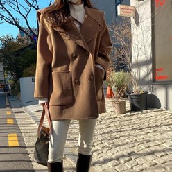 여성하프코트 스카프세트 정장코트 한국의 세련된 가을과 겨울 우아한 대형 옷깃 숄 선원 칼라