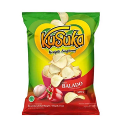 쿠수카 끄리삑 싱콩 발라도 180g 카사바칩 매콤한맛 Keripik Singkong Balado 인도네시아 과자, 1개