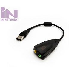 인네트워크 USB 2.0 7.1 사운드 카드 외장형 블랙 IN-U71CB